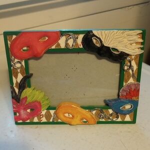 Colorful Ceramic & Glass 4 x 6 Horizontal Tabletop Mask Frame.  Drama Masquerade
